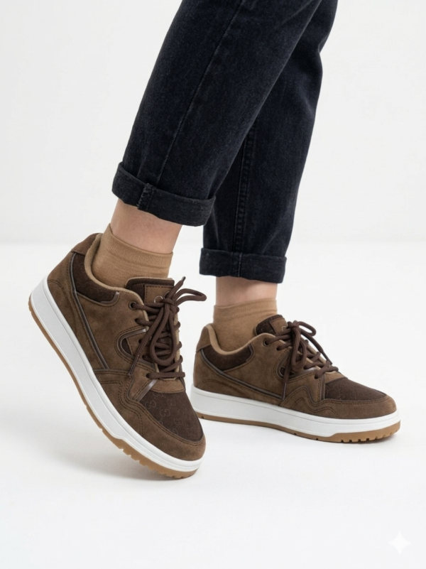 Gemini_Generated_Image_c2hj22c2hj22c2hj Tenis de Piel Mixta "Tech-Suede" - Marrón Chocolate y Gris