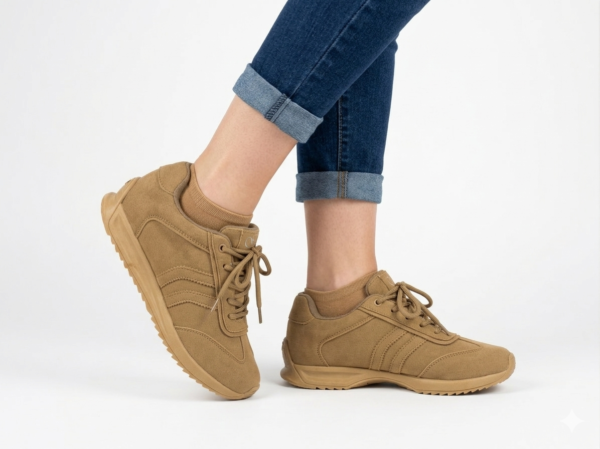 Tenis Urbanos en Cuero Carnaza - Camel Mostaza