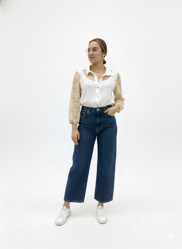 Blusa Camisera con Apliques