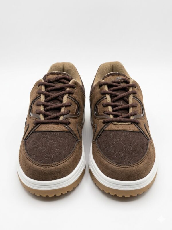 IMG_1169 Tenis de Piel Mixta "Tech-Suede" - Marrón Chocolate y Gris