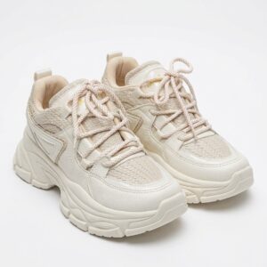 Zapatillas Urbanas "Chunky" con Textura Entretejida - Crema