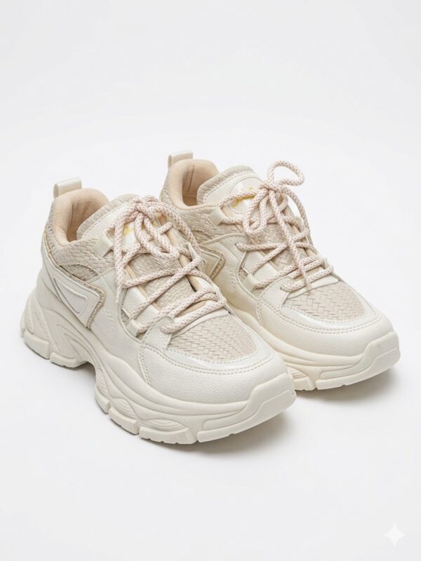 IMG_1224 Zapatillas Urbanas "Chunky" con Textura Entretejida - Crema