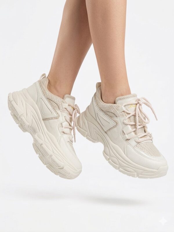 IMG_1225 Zapatillas Urbanas "Chunky" con Textura Entretejida - Crema