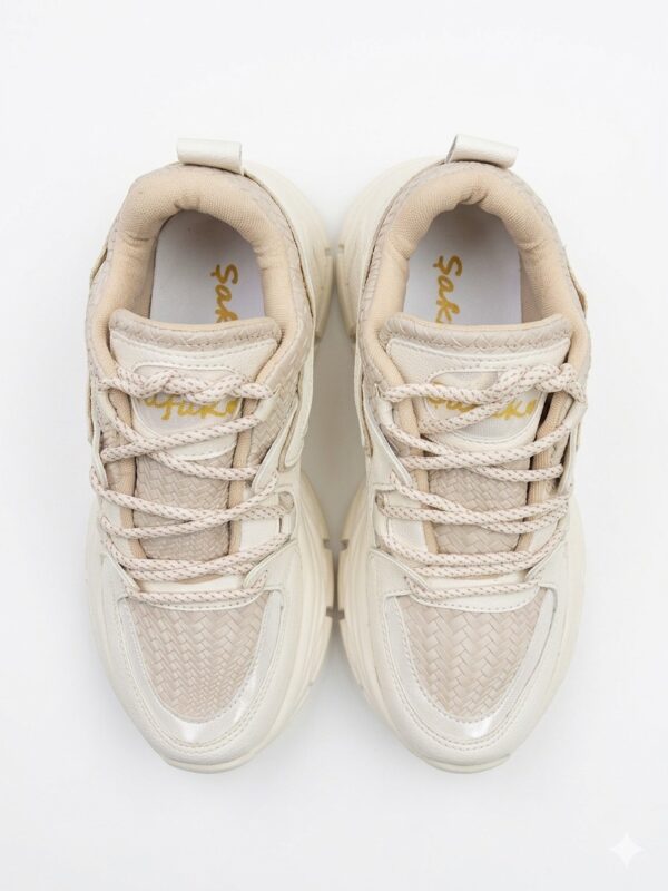 IMG_1238 Zapatillas Urbanas "Chunky" con Textura Entretejida - Crema