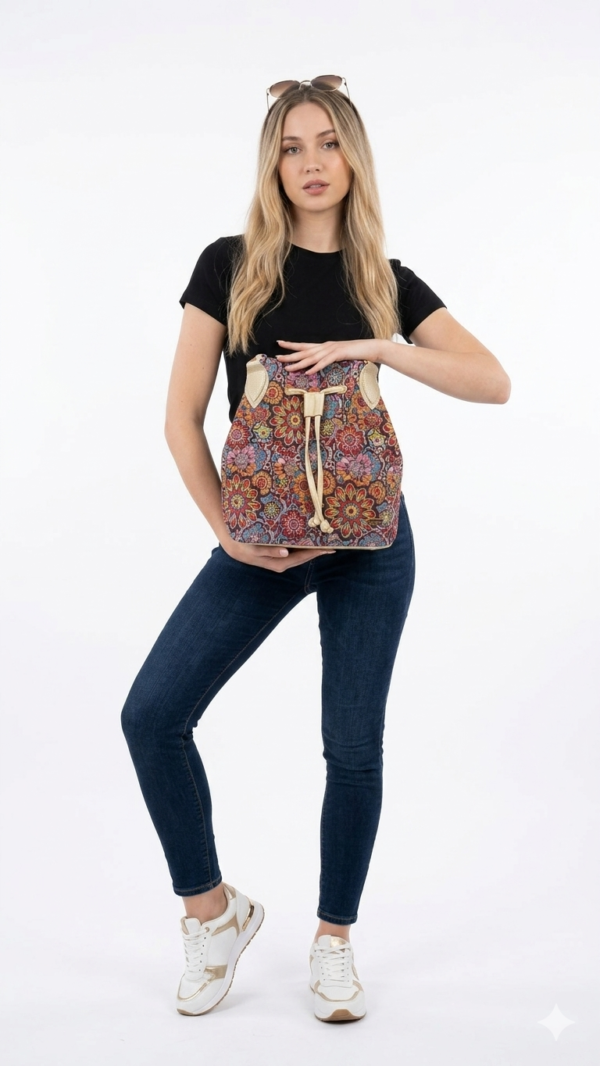 Bolso Tote "Artistic Jacquard" con Cierre de Cordón