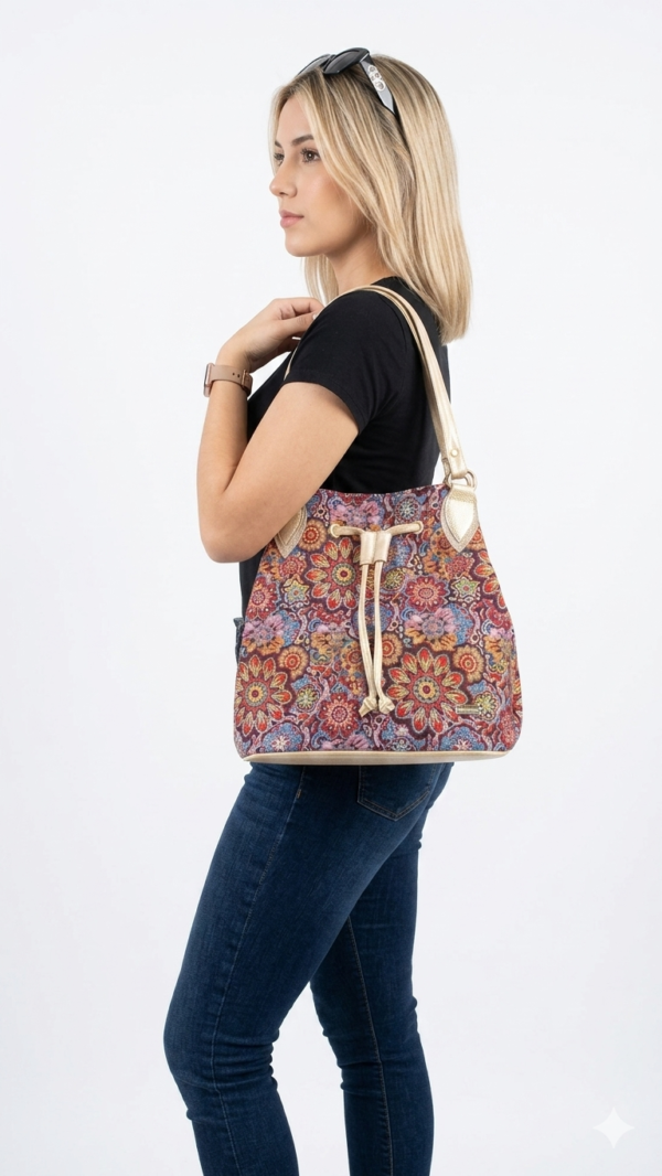 Bolso Tote "Artistic Jacquard" con Cierre de Cordón