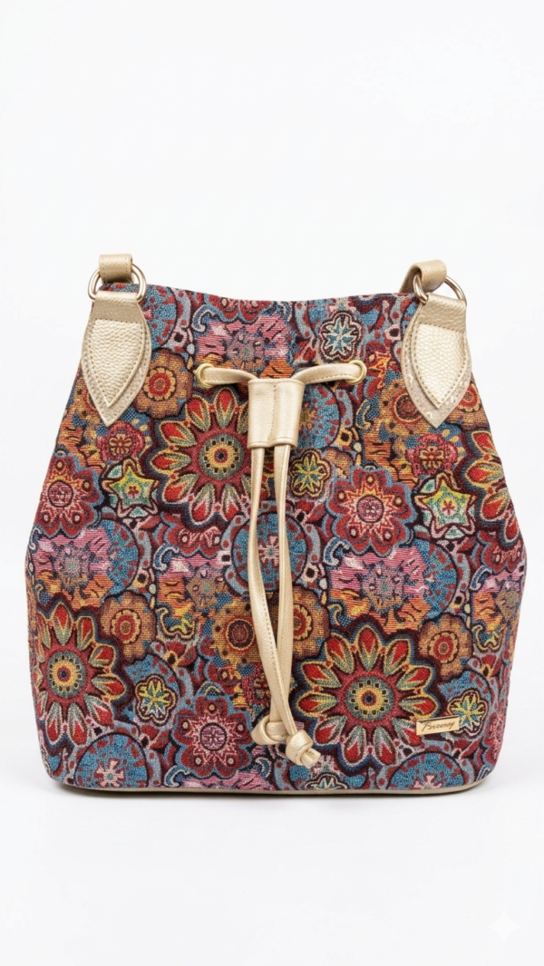 Bolso Tote "Artistic Jacquard" con Cierre de Cordón