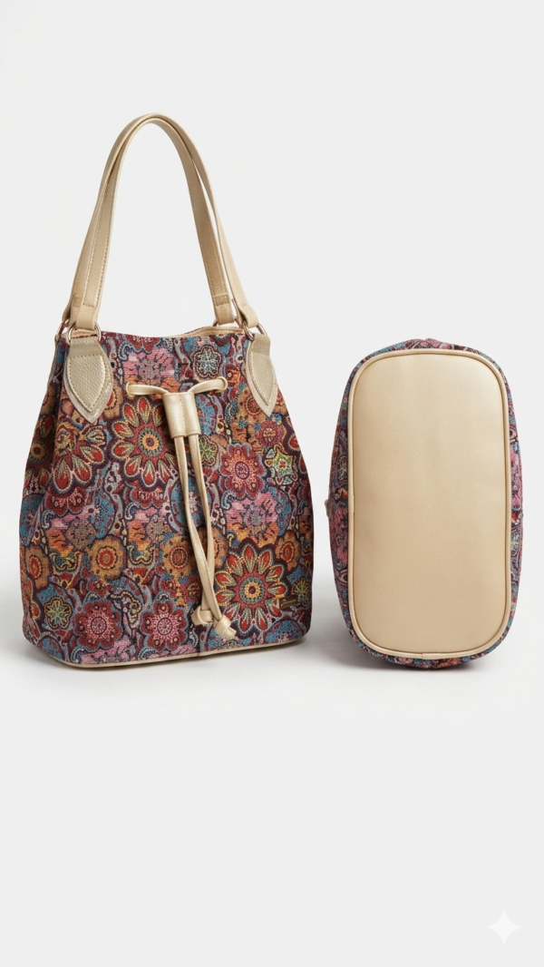 Bolso Tote "Artistic Jacquard" con Cierre de Cordón