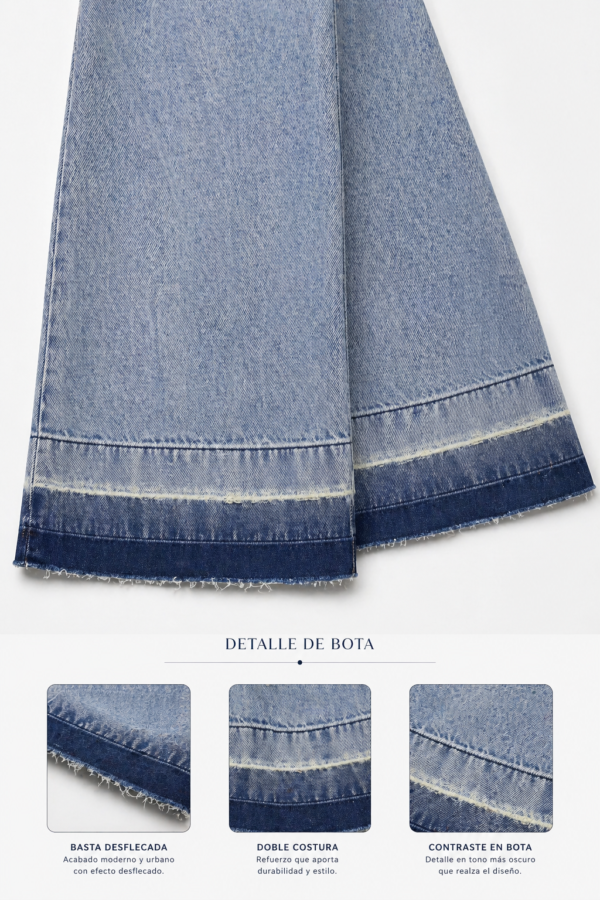 Jeans de pernera ancha con cinturón de lazo en azul claro lavado
