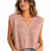 Chaleco de Hilo Oversize Palo De Rosa
