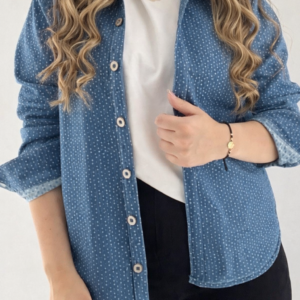 Chaqueta Denim de Botones - Fit Oversize - Micropunto