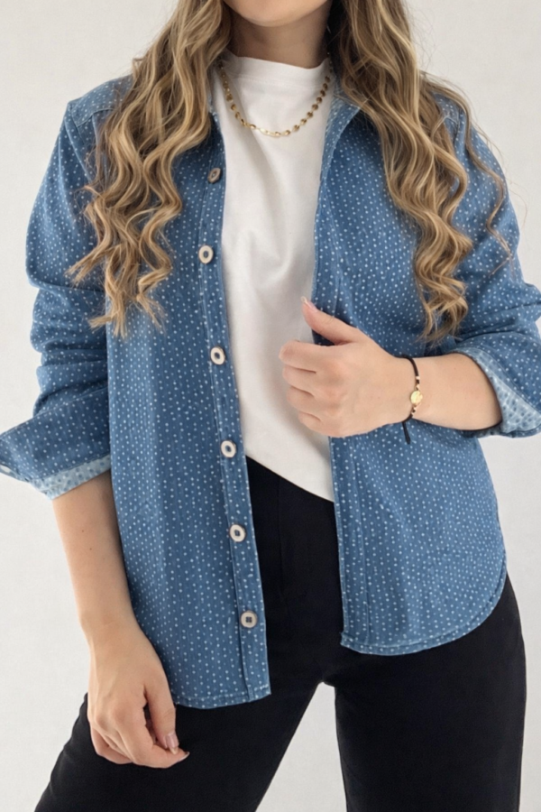 Chaqueta Denim de Botones - Fit Oversize - Micropunto
