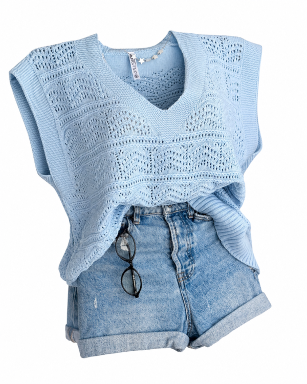 Chaleco de Hilo Oversize Baby Blue