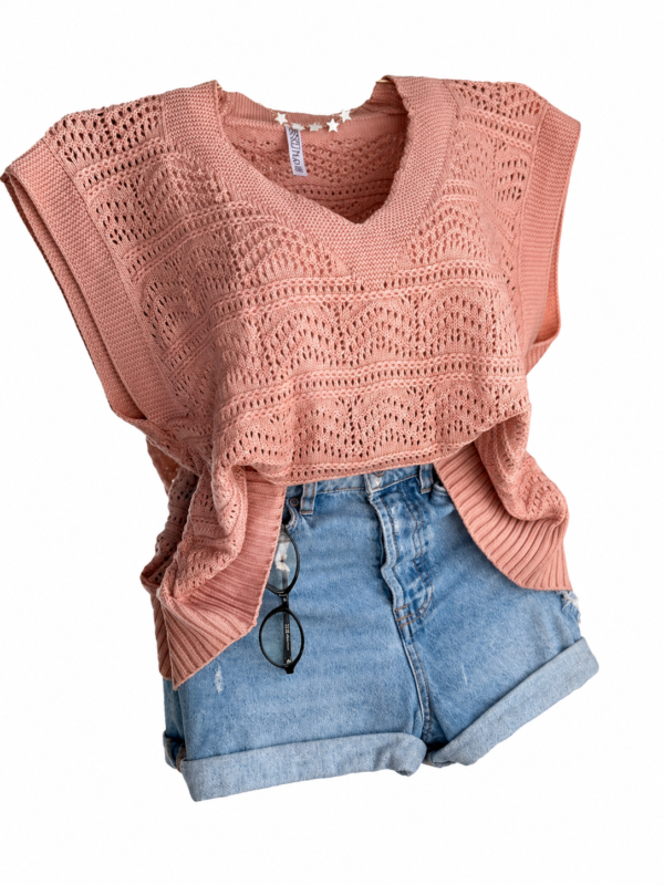 Chaleco de Hilo Oversize Palo De Rosa