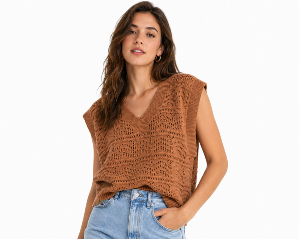 Chaleco de Hilo Oversize Tabaco