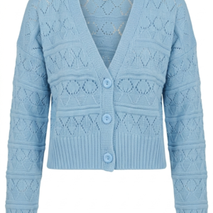 Cardigan Blue Crochet: Delicadeza y Estilo Romántico