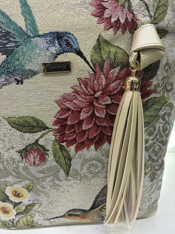 Bolso Tote Presency: Elegancia Floral y Colibrí