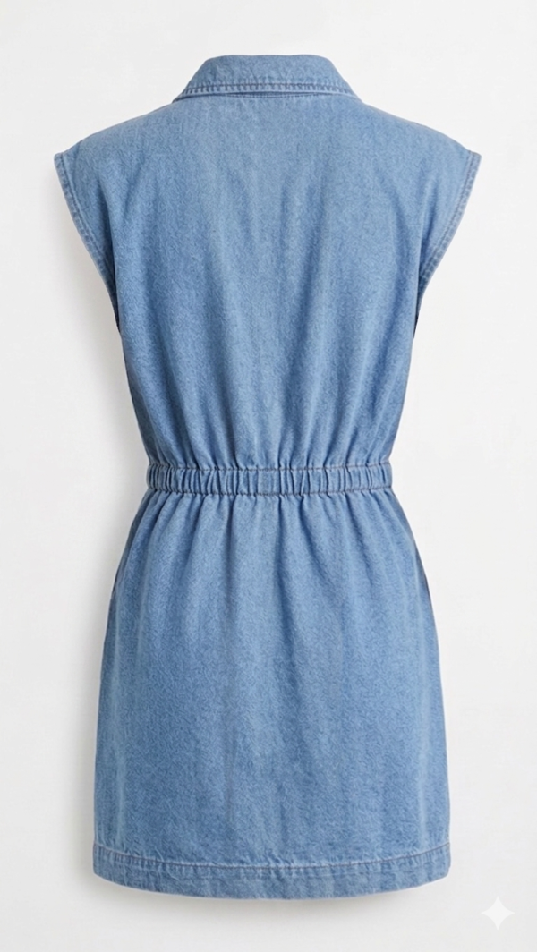 Vestido Denim "Utility" - Sin Mangas con Cierre Frontal