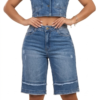 Set Denim Urbano: Chaleco Crop & Bermuda Distressed