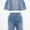 Set Denim Urbano: Chaleco Crop & Bermuda Distressed