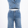 Set Denim Urbano: Chaleco Crop & Bermuda Distressed