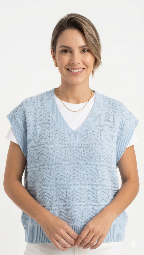 Chaleco de Hilo Oversize Baby Blue