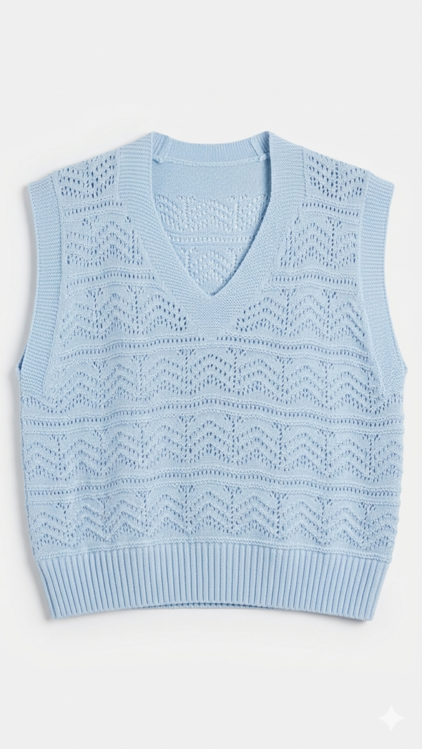 Chaleco de Hilo Oversize Baby Blue