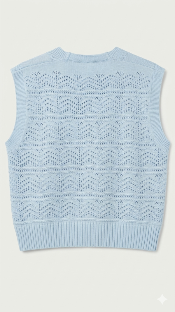 Chaleco de Hilo Oversize Baby Blue