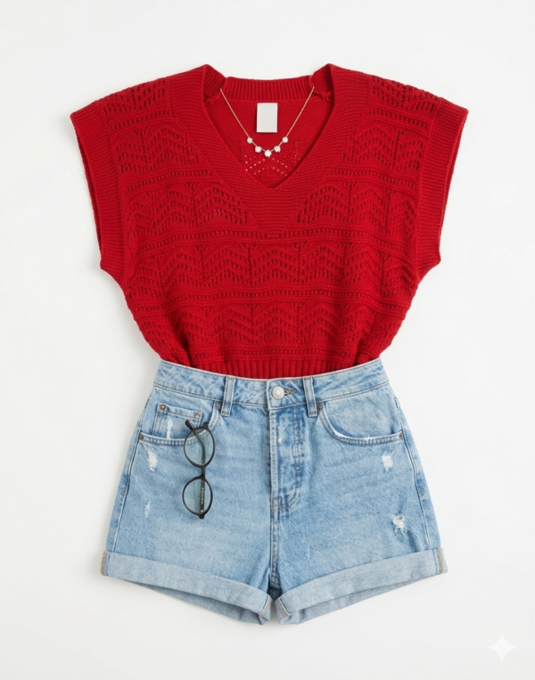 Chaleco de Hilo Oversize Rojo