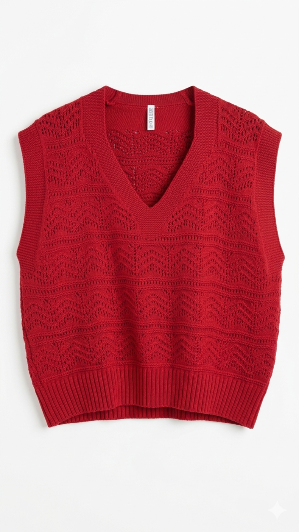 Chaleco de Hilo Oversize Rojo