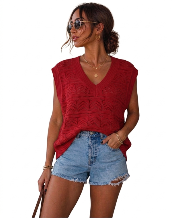 Chaleco de Hilo Oversize Rojo