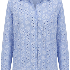 Camisa en Broderie Floral – Azul Cielo