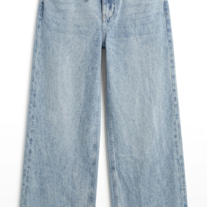 Jeans de pernera ancha con cinturón de lazo en azul claro lavado