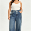 Jean Wide Leg con Rayas Laterales – Azul Medio