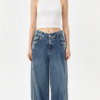 Jean Wide Leg con Rayas Laterales – Azul Medio