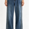 Jean Wide Leg con Rayas Laterales – Azul Medio