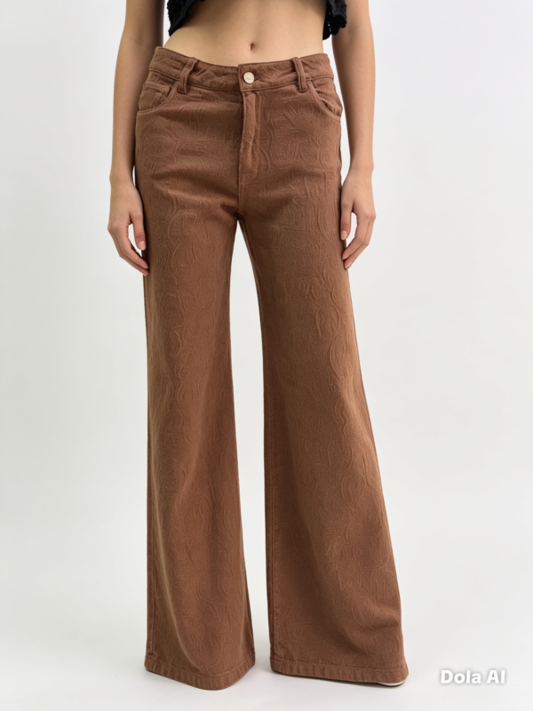 Jean Karoshe Textured Wide Leg – Marrón Café