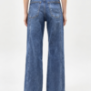 Jeans  De Tiro Alto Con Lazo y Corte Ancho- Azul Clasico
