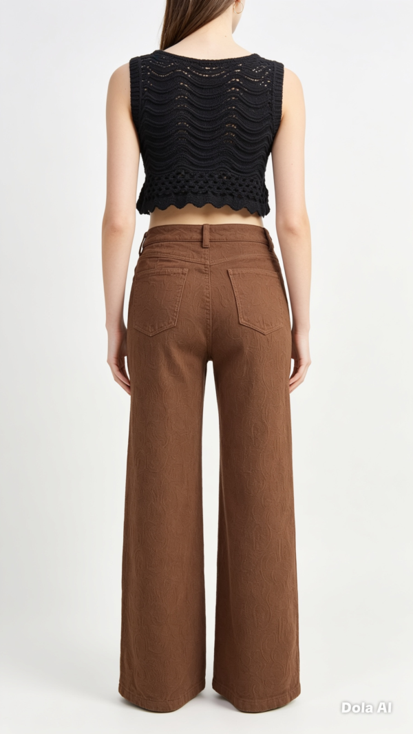 Jean Karoshe Textured Wide Leg – Marrón Café