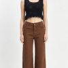 Jean Karoshe Textured Wide Leg – Marrón Café