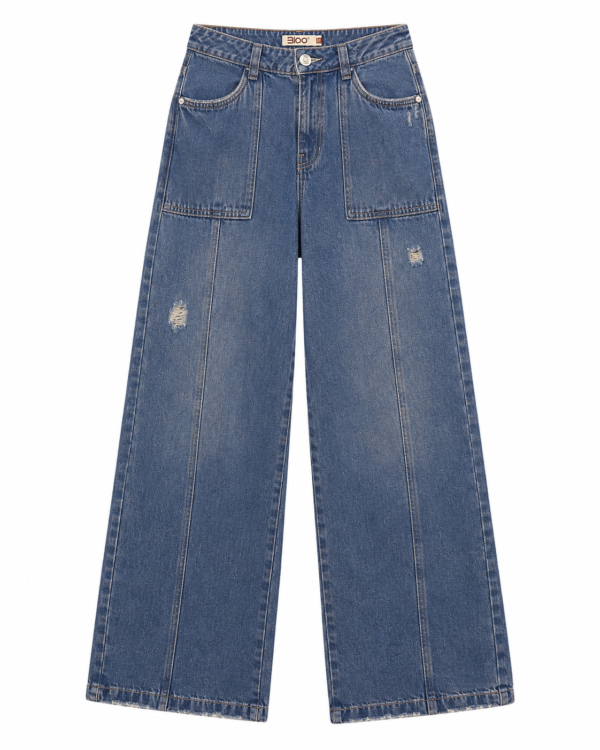 Jean Wide Leg Bloo – Azul Medio Utilitario