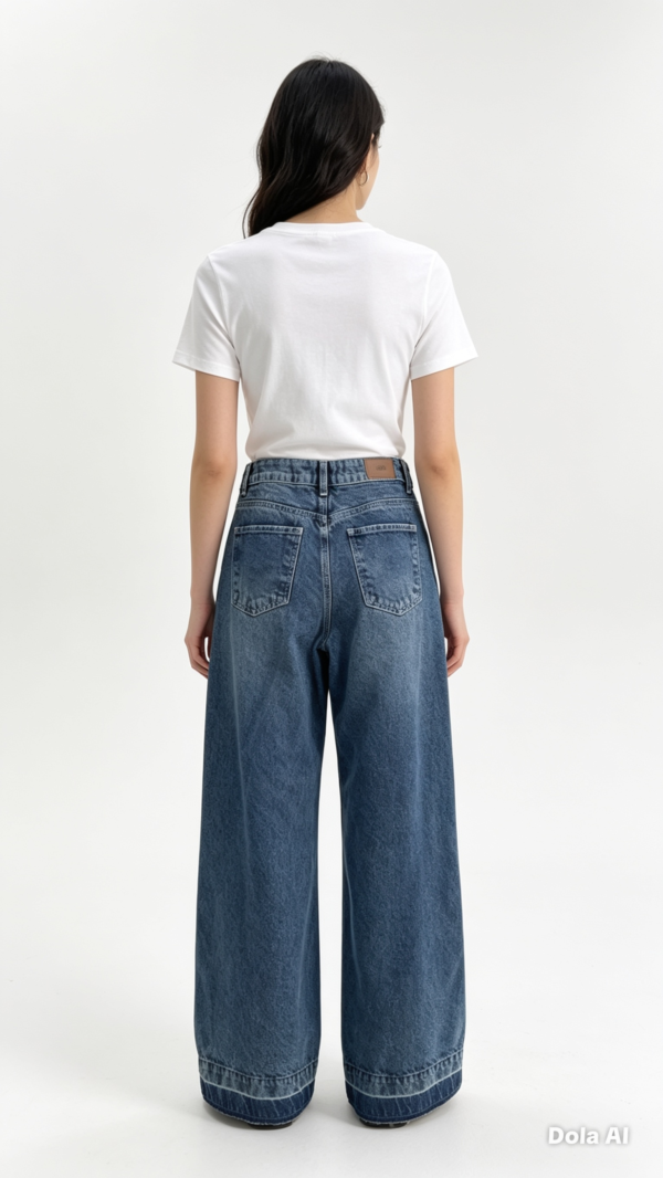 Jean Wide Leg con Rayas Laterales – Azul Medio