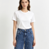 Jeans  De Tiro Alto Con Lazo y Corte Ancho- Azul Clasico