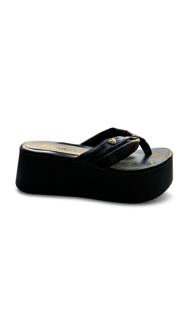Sandalia Plataforma Thong Negra