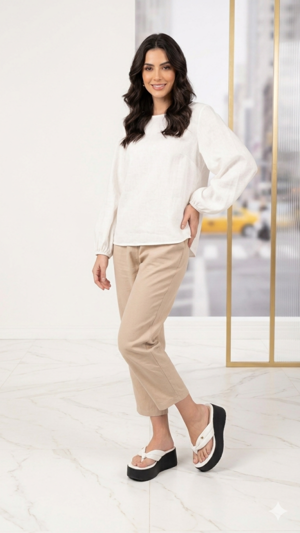 Sandalia Plataforma Thong Marfil