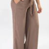 Pantalón Fluido con Cintura Ajustable y Lazo – Marron topo