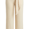 Pantalón Fluido con Cintura Ajustable y Lazo – Beige