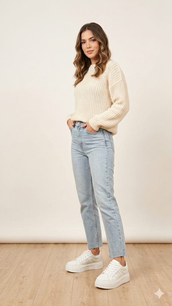 Tenis Chunky Sofala Off-White con Detalles en Encaje