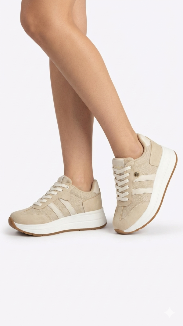 Tenis Deportivos Safak Beige Estilo Retro-Running