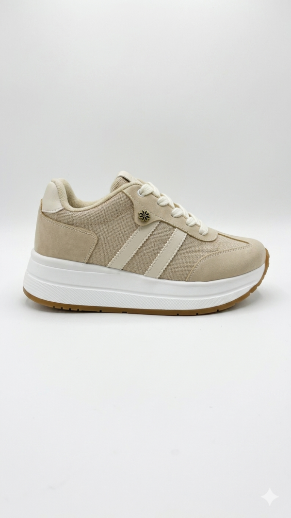 Tenis Deportivos Safak Beige Estilo Retro-Running